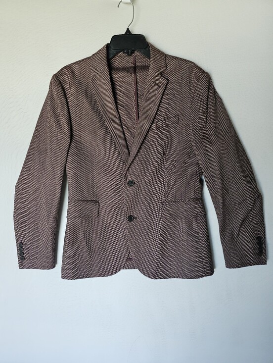 jf j.ferrar Other - JF J.Ferrar Burgundy Herringbone Slim Fit Blazer Blazer Jacket - Size M (38/40S)